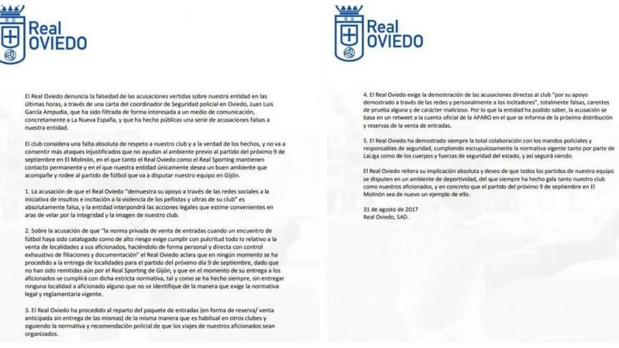 Comunicado del Real Oviedo