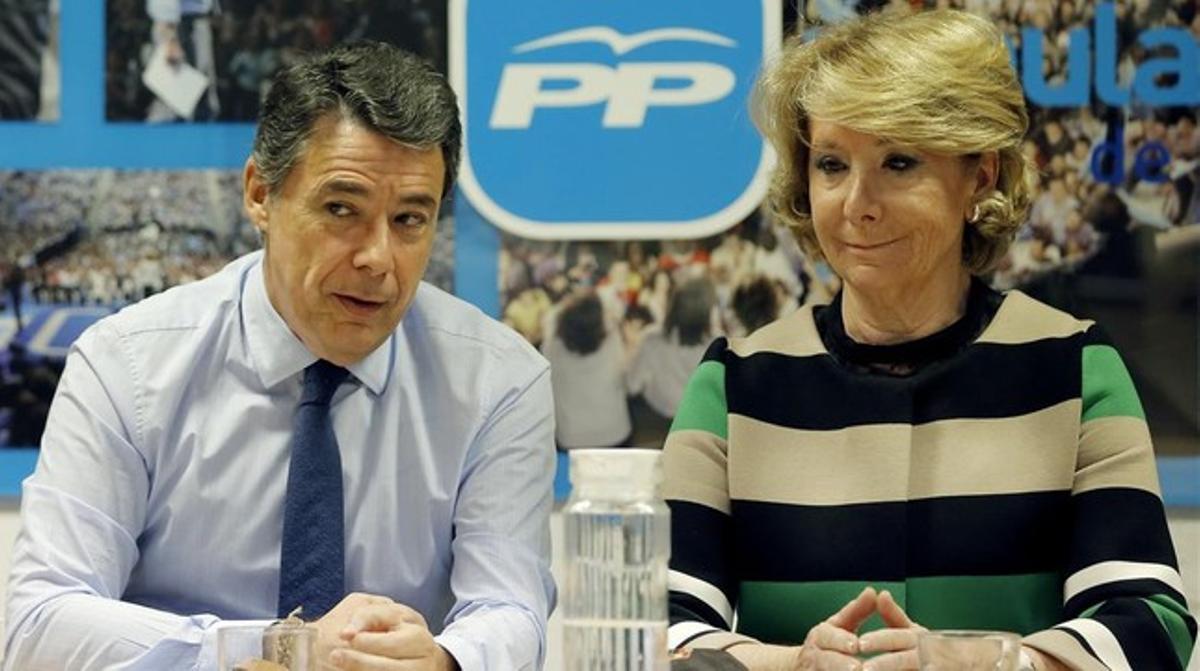 Ignacio González i Esperanza Aguirre, aquest dimarts, en la reunió del comitè de direcció del PP de Madrid.