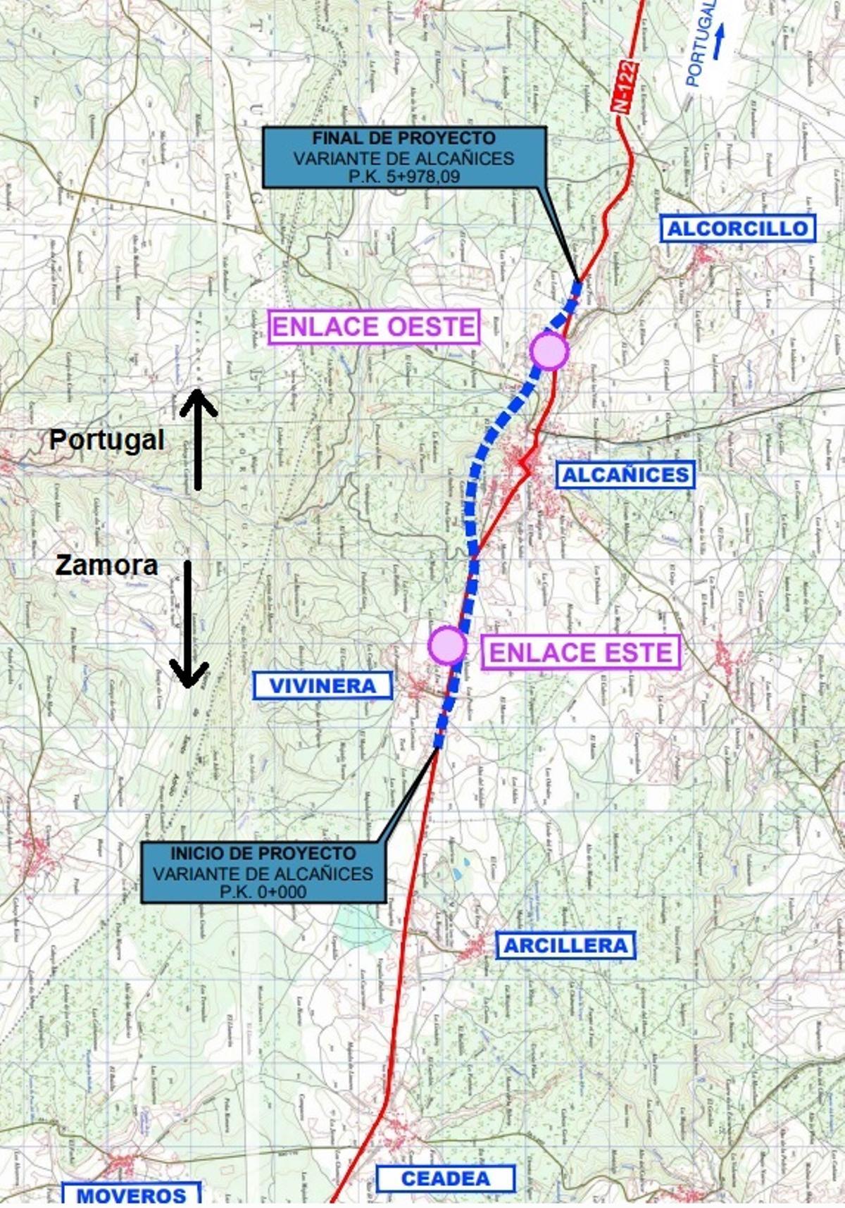 Esquema de la circunvalación de Alcañices