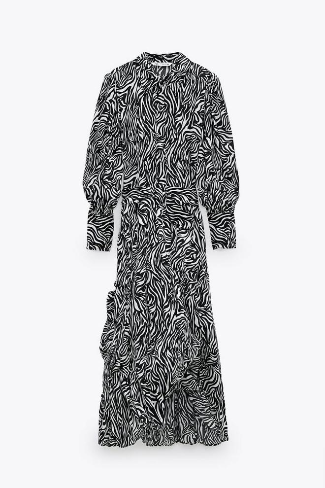 Vestido de estampado de cebra de Zara (precio: 19,99 euros)