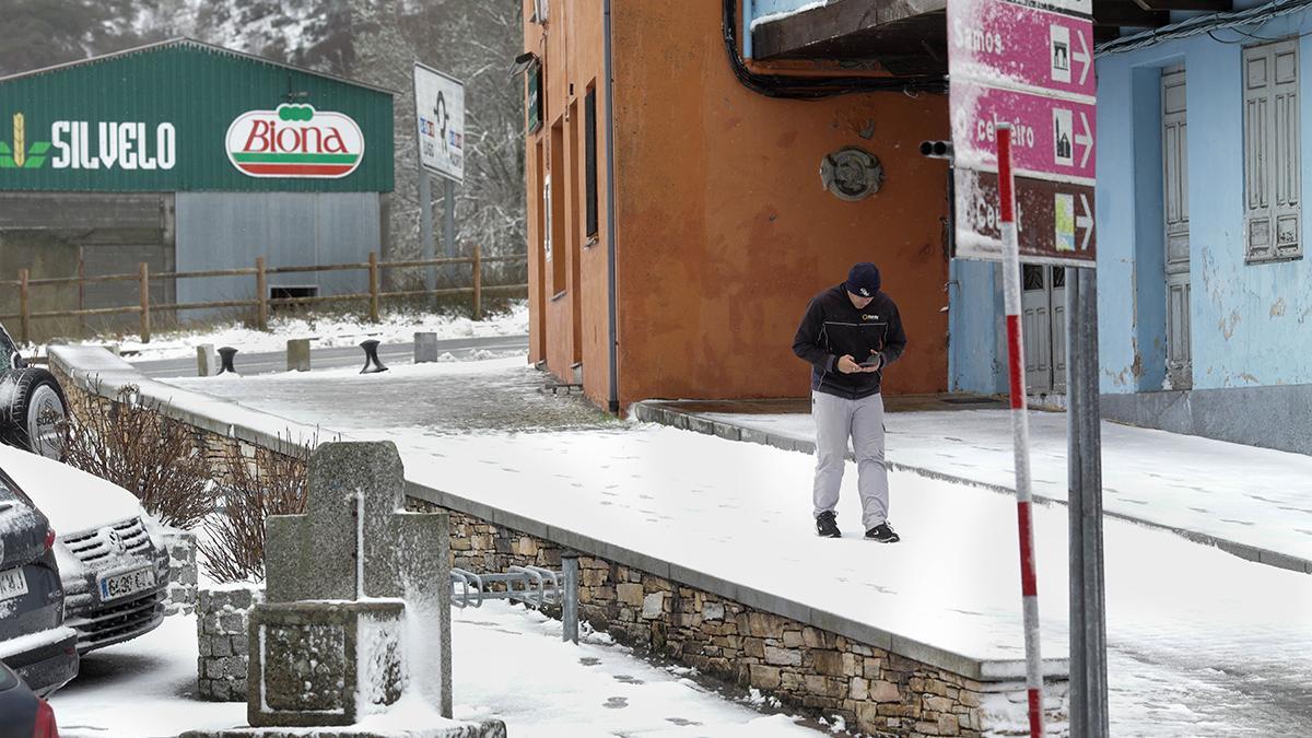 Nevada en Pedrafita do Cebreiro, uno de los concellos afectados por la suspensión del transporte escolar