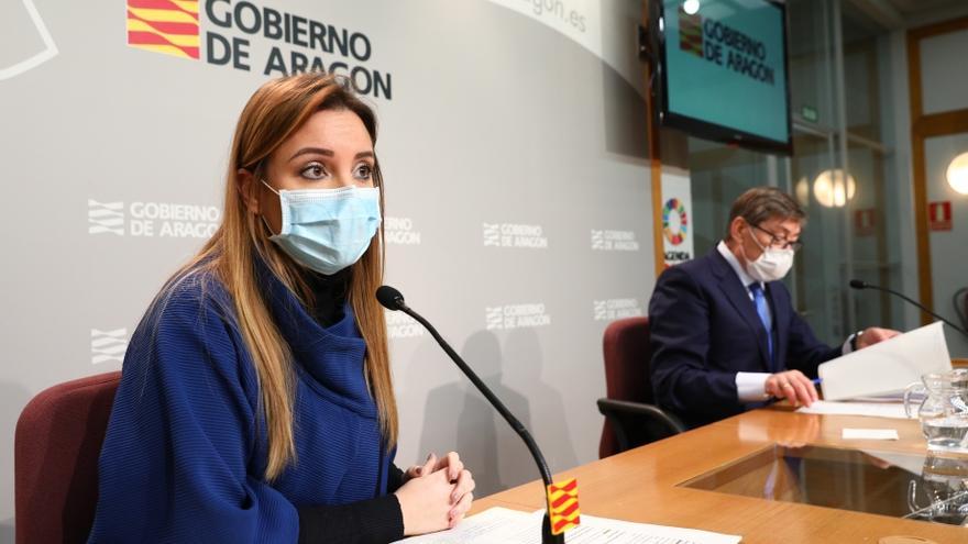 Maru Díaz, este martes, durante la rueda de prensa de Consejo de Gobierno junto a Arturo Aliaga.