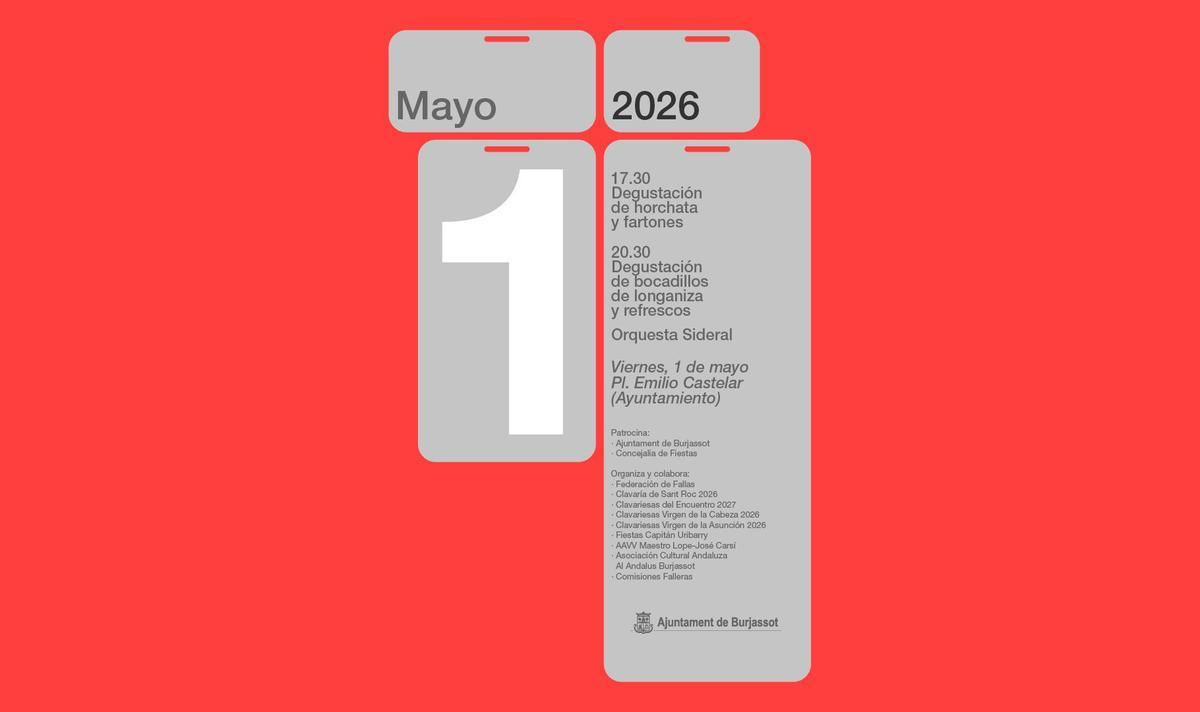 Cartel promocional del 1 de mayo en Burjassot.