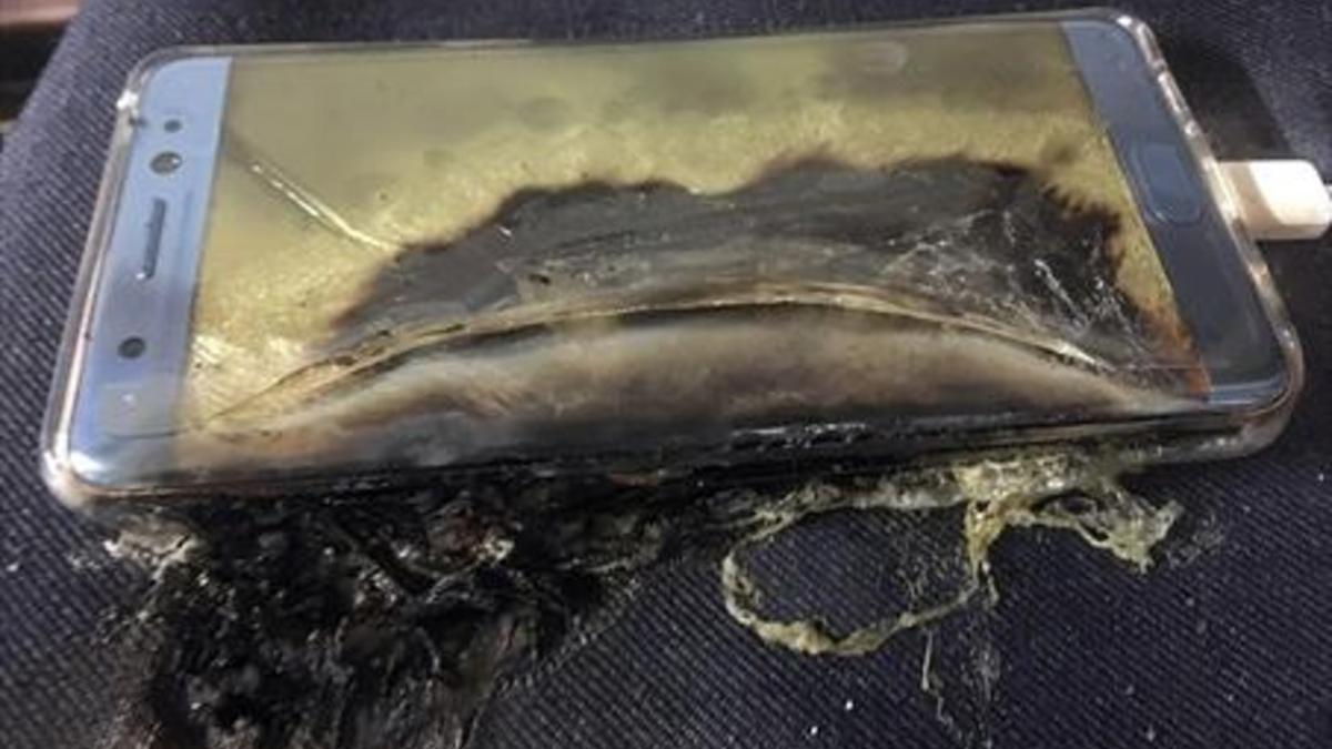 Estado un de Galaxy Note 7 defectuoso tras incendiarse.