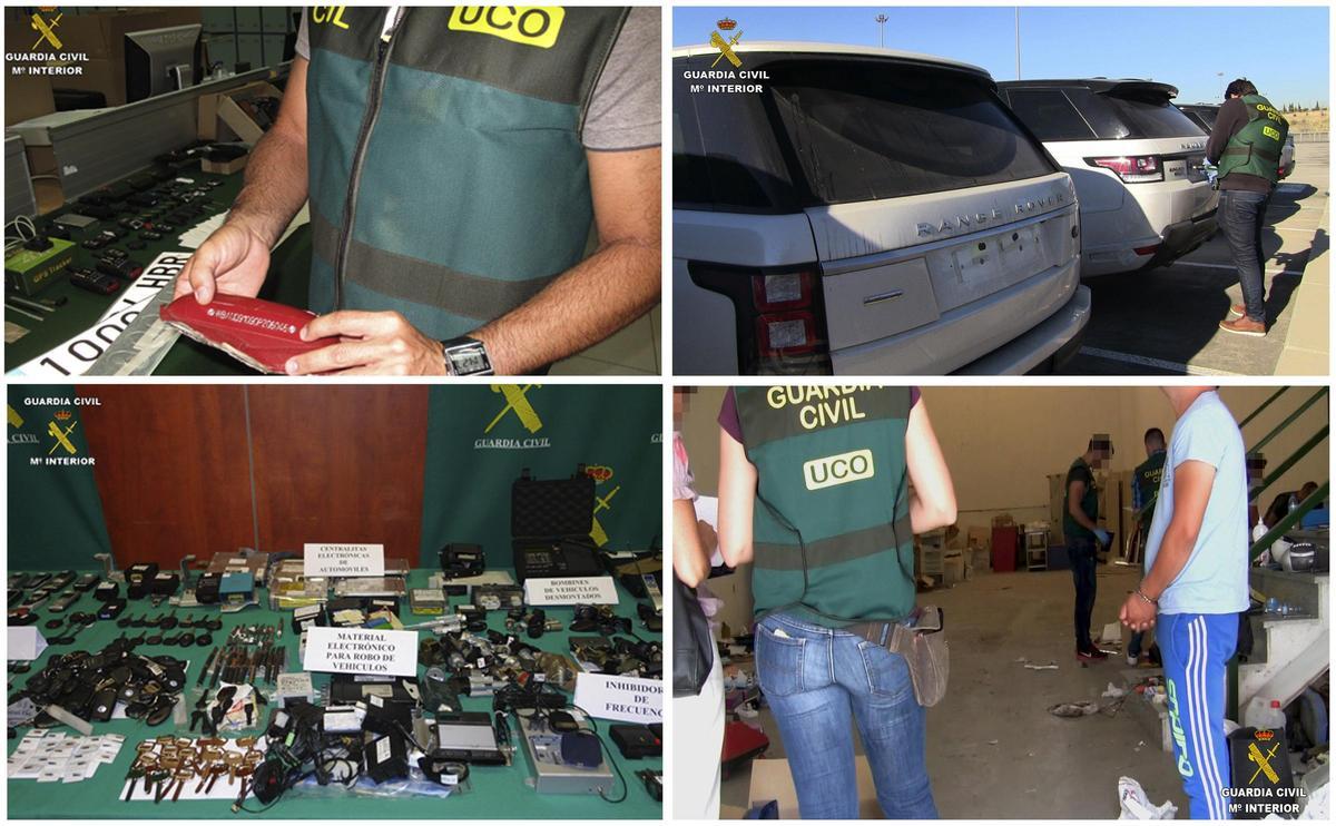 Imágenes de una operación realizada por la Guardia Civil donde se desarticuló una banda internacional que robaba y revendía vehículos, principalmente SUV y todoterrenos..