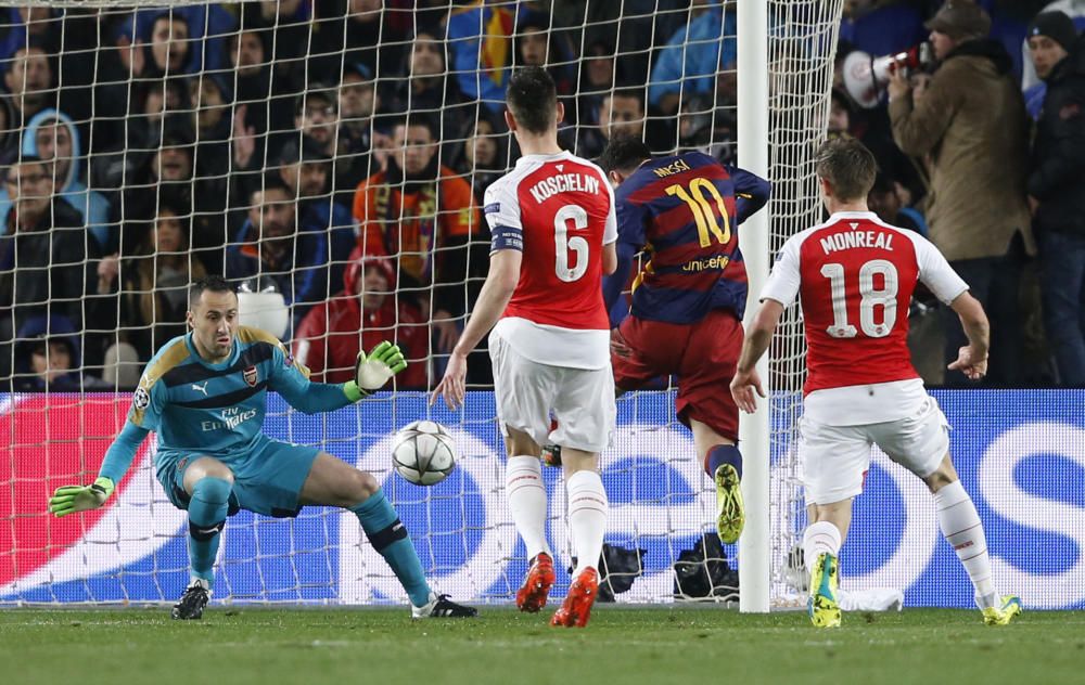 Las mejores imágenes del partido de vuelta de los octavos de final de la Champions League entre el Barcelona y el Arsenal.