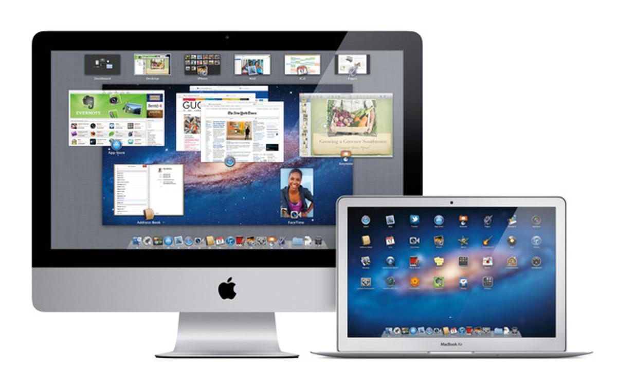 Un iMac i un Macbook, amb el Mac OS X Lion instal·lat. Un iMac i un Macbook, amb el Mac OS X Lion instal·lat.
