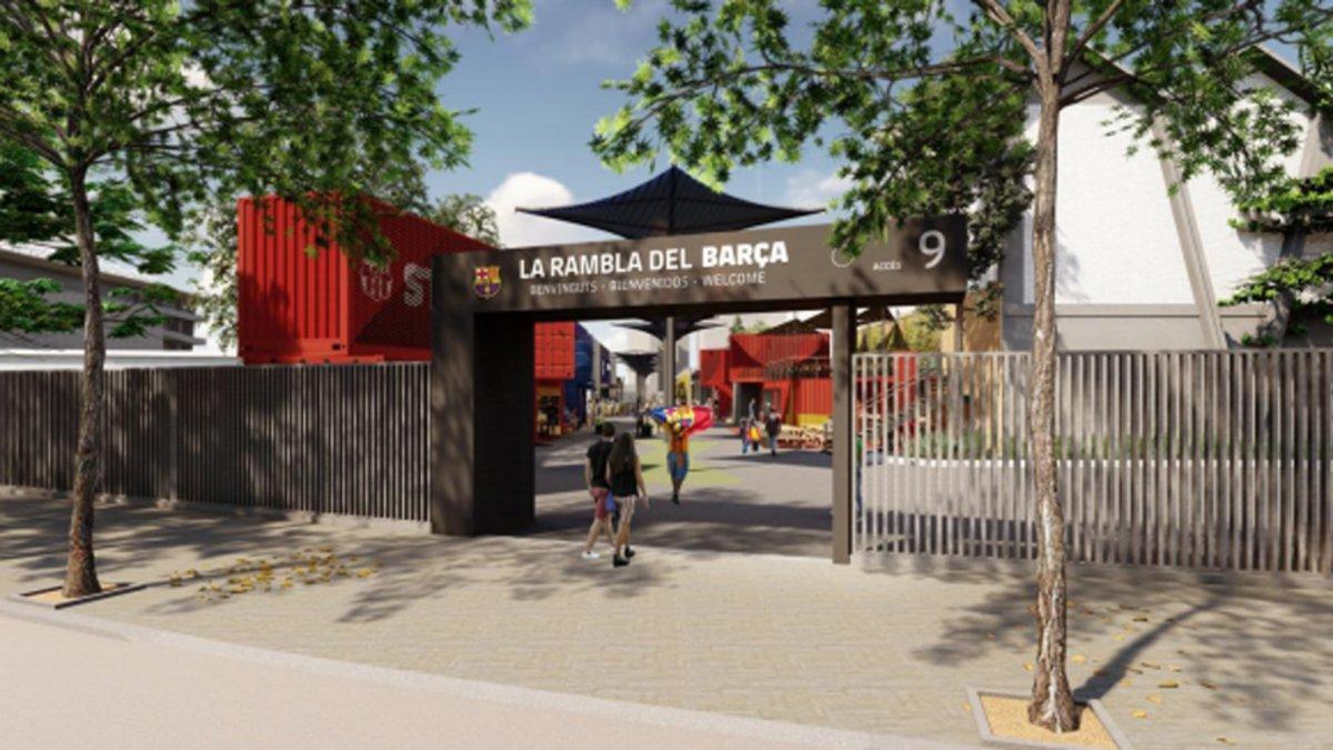 La nueva Rambla del Barça estará situada en el acceso 9 del Camp Nou