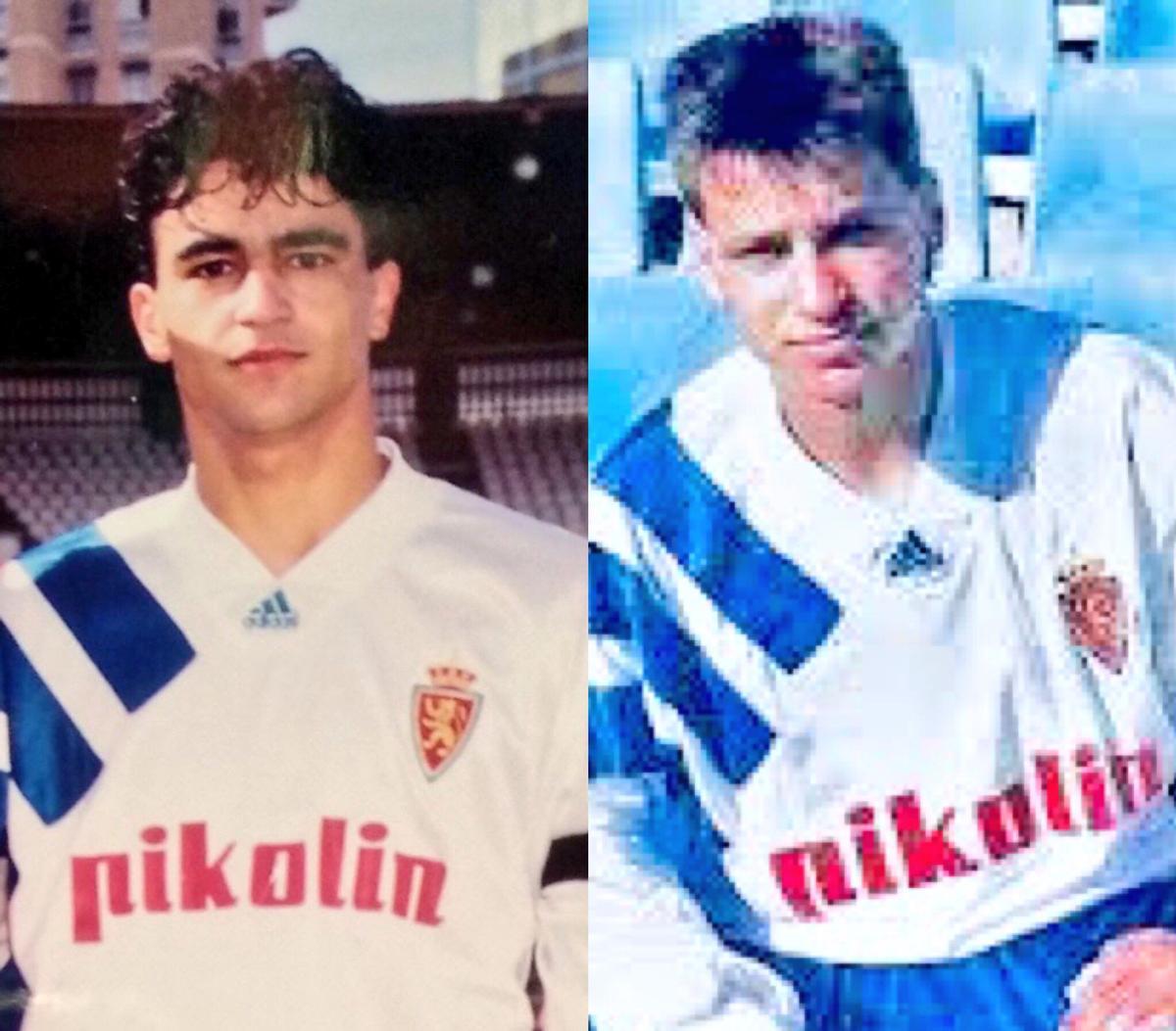 ROBERTO MARTINEZ (IZDA) Y JESUS SEBA EN SU EPOCA COMO JUGADORES DEL REAL ZARAGOZA. FUTBOL. EQUIPOS FUTBOL. REAL ZARAGOZA. HISTORIA