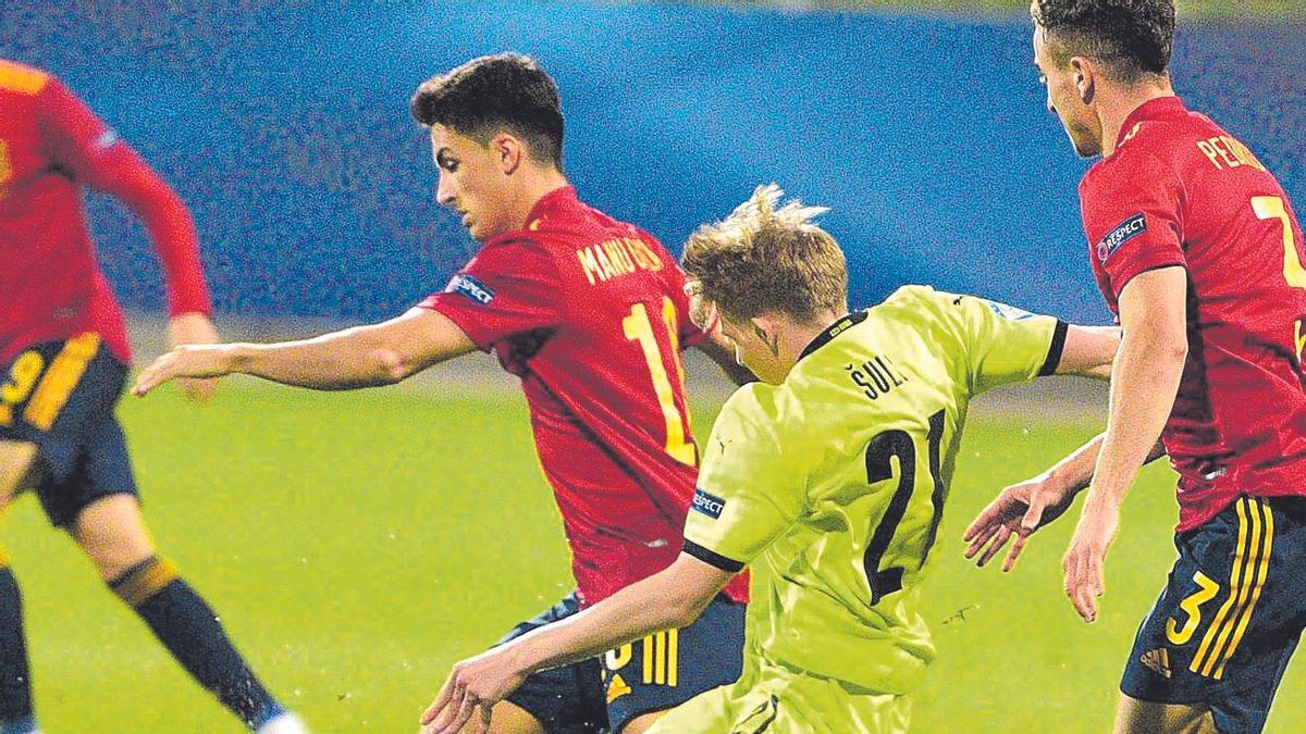 Manu García, en un choque reciente de la selección española sub'21.