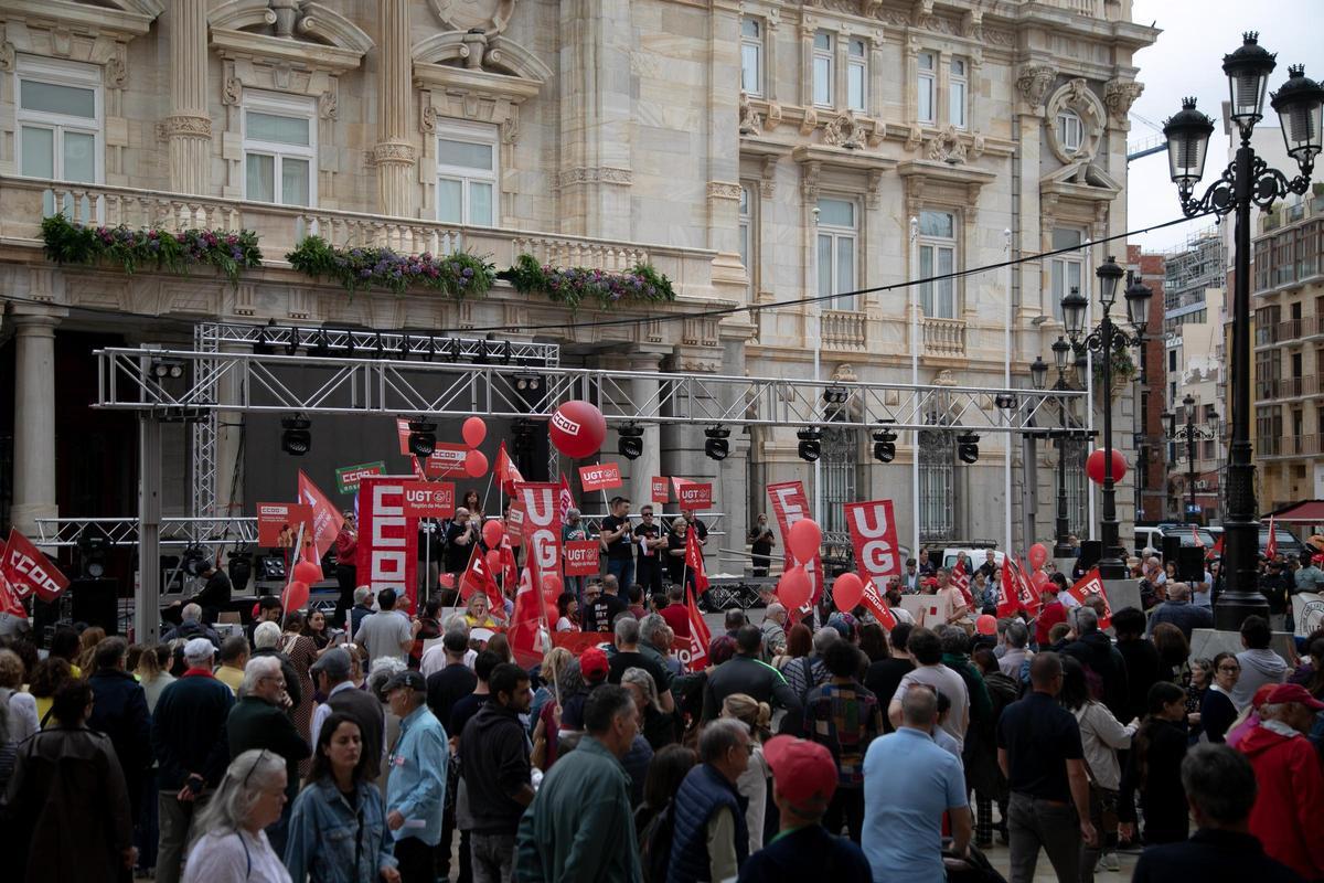 La manifestación por el Día del Trabajador en Cartagena, en imágenes