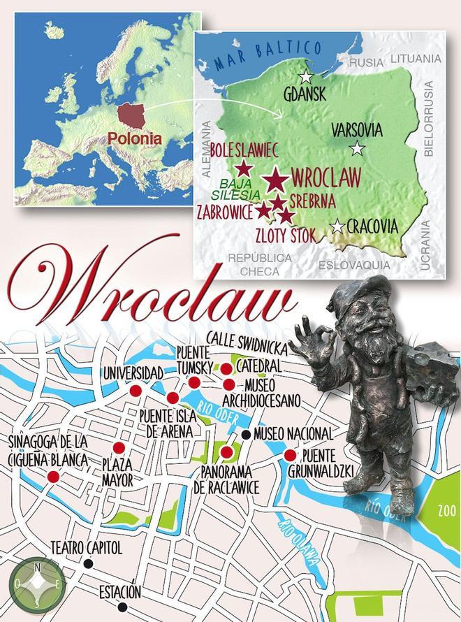 Wroclaw, Baja Silesia, La pequeña Venecia, mapa