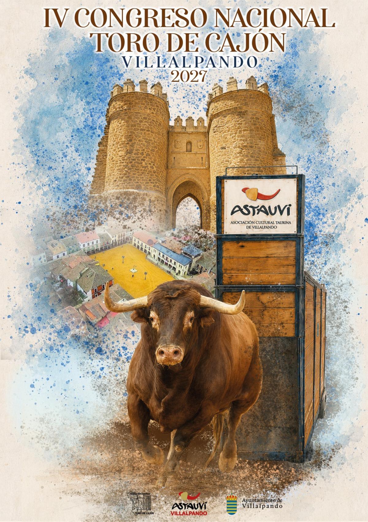 Cartel Congreso Nacional del Toro de Cajón 2027 en Villalpando.