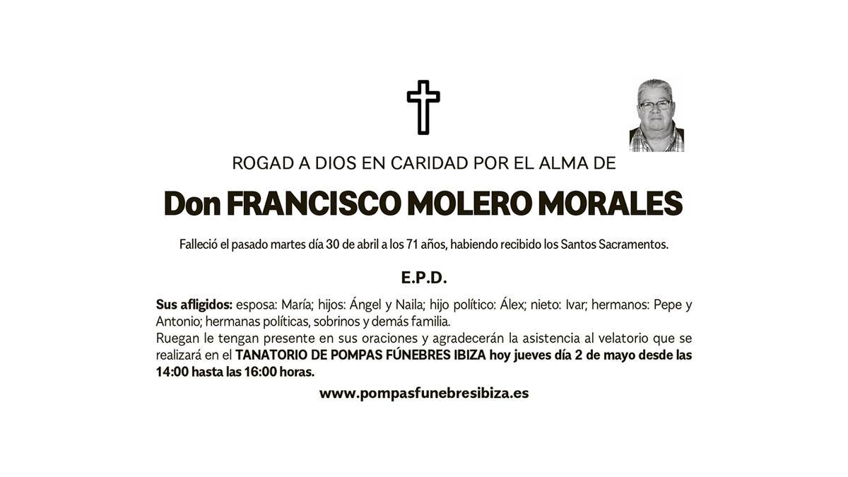 Esquela Francisco Molero Morales