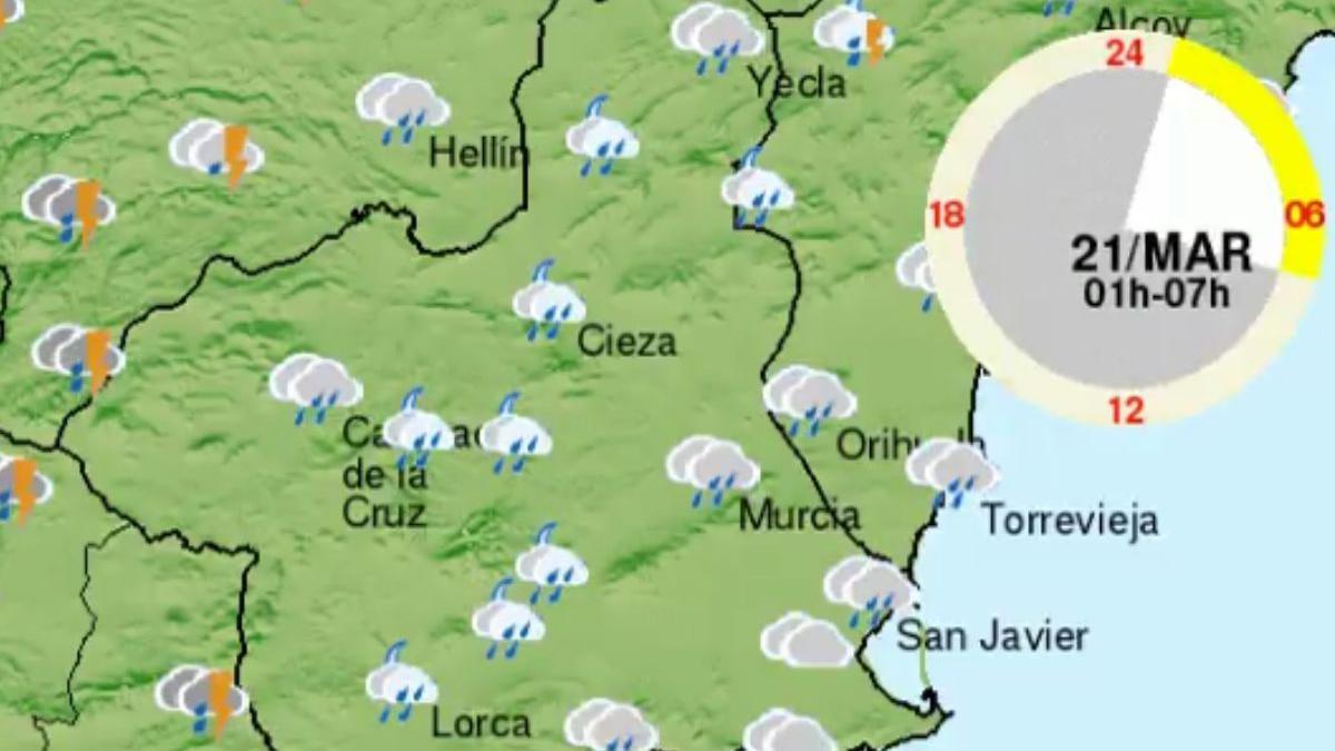 Este es el día en que va a dejar de llover en Murcia 10% de probabilidad