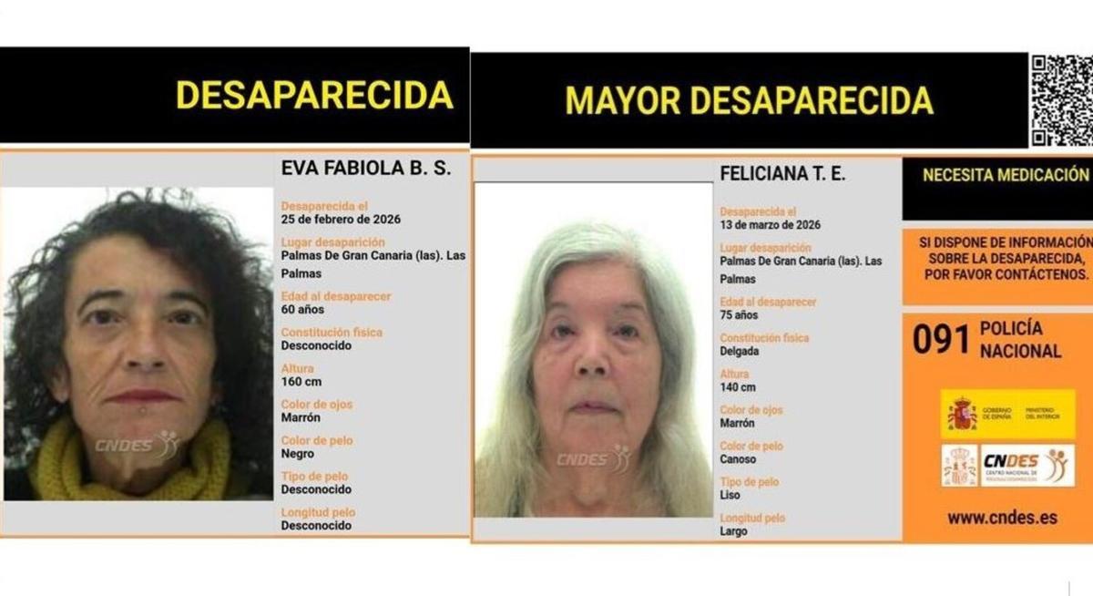 Buscan a dos mujeres desaparecidas en Las Palmas de Gran Canaria.