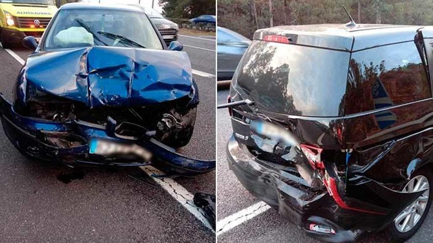 Dos de los coches accidentados en Mos. // FdV