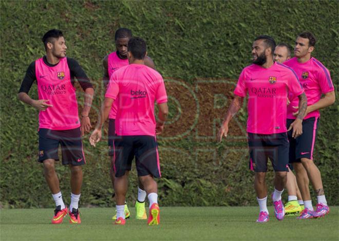 El primer entrenamiento de Luis Suárez en el Barça