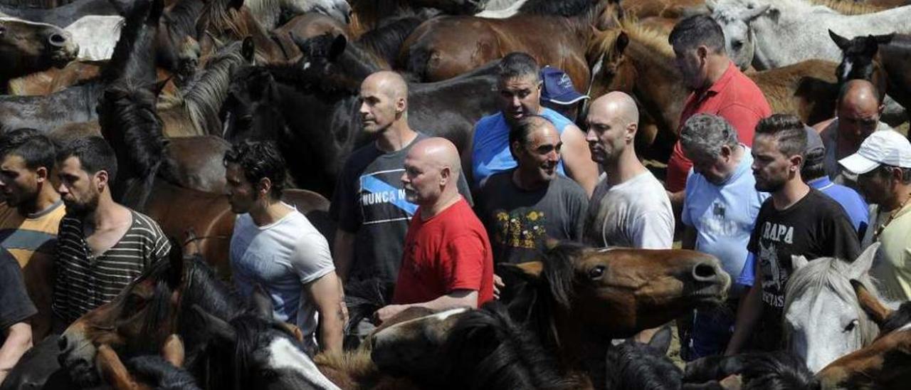 Aloitadores durante la celebración de un curro en Sabucedo. // Bernabé/Javier Lalín