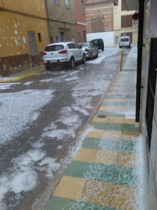 La Ribera cubierta de granizo