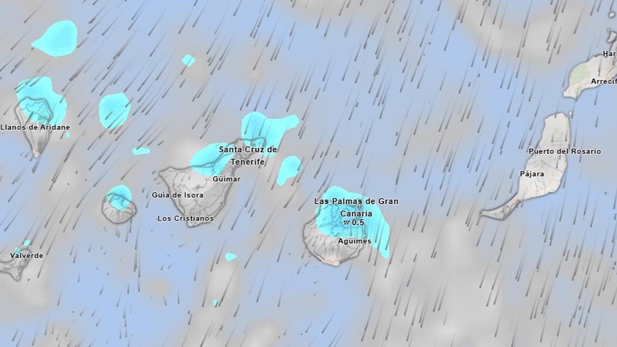 Mapa meteorológico para el lunes en Canarias