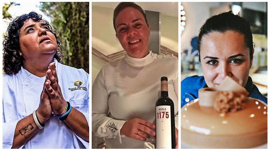 De izq. a dcha. la cocinera Diana Marcelino, la maitre y sumiller María José Plasencia y la pastelera Marlene Hernández.