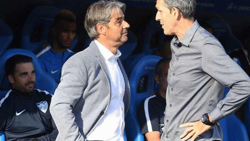 López Muñiz conversa con Natxo González, antes del partido de Riazor.