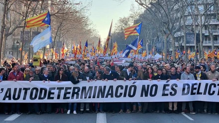 La manifestación contra el juicio al proceso independentista.