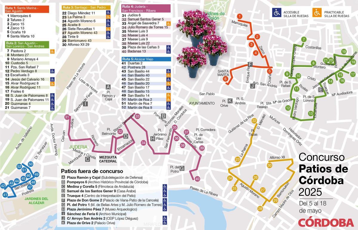 Mapa de los Patios de Córdoba 2025