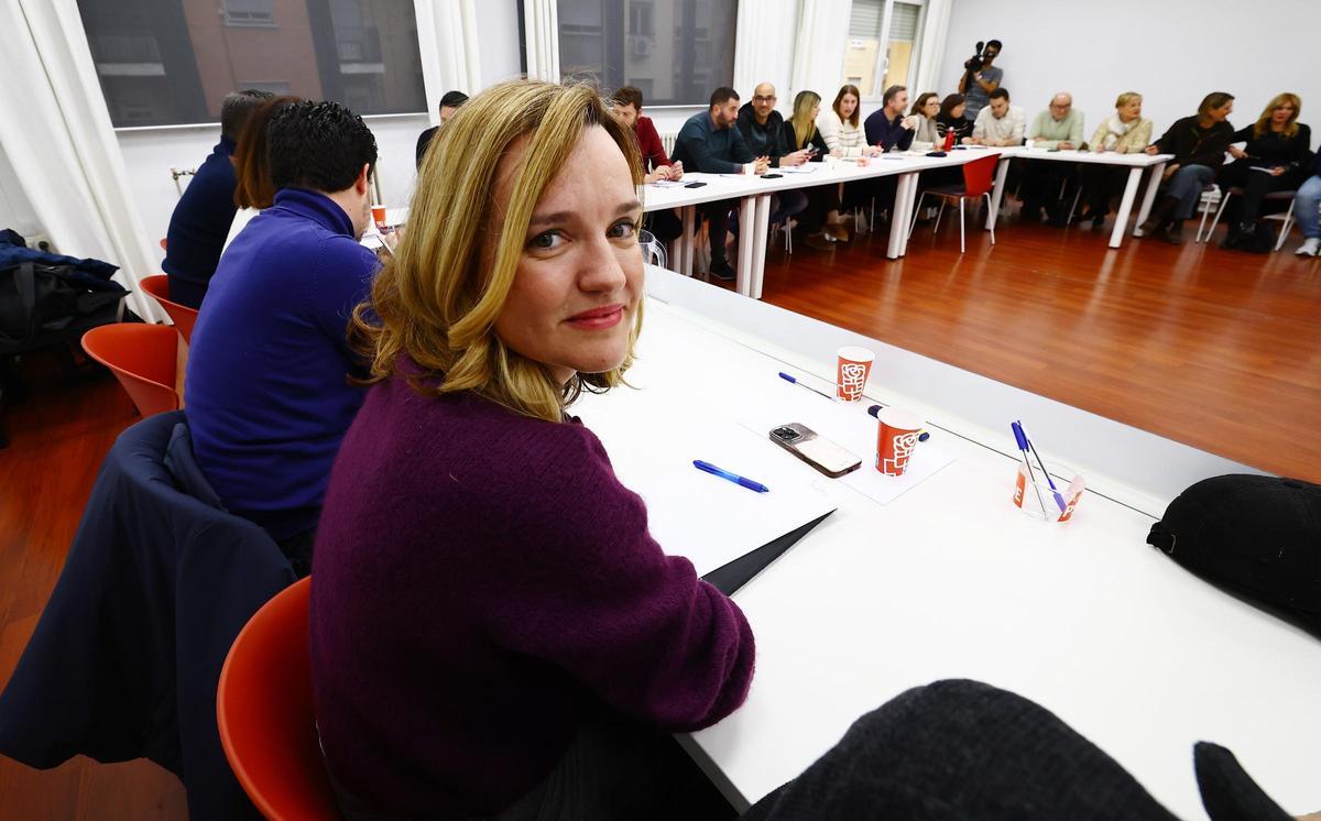 La secretaria general del PSOE Aragón, Pilar Alegría, ha presidido la Ejecutiva Regional del partido, esta tarde en la sede de Conde Aranda.