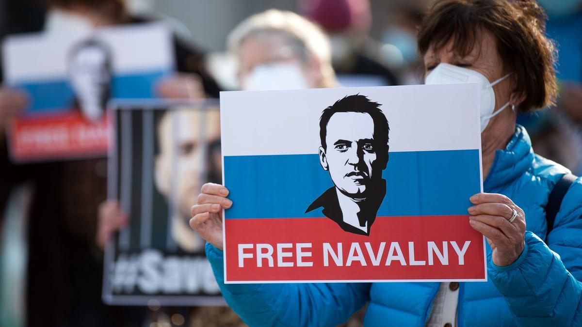 Una protesta a favor de la liberación del opositor ruso Alexei Navalni.