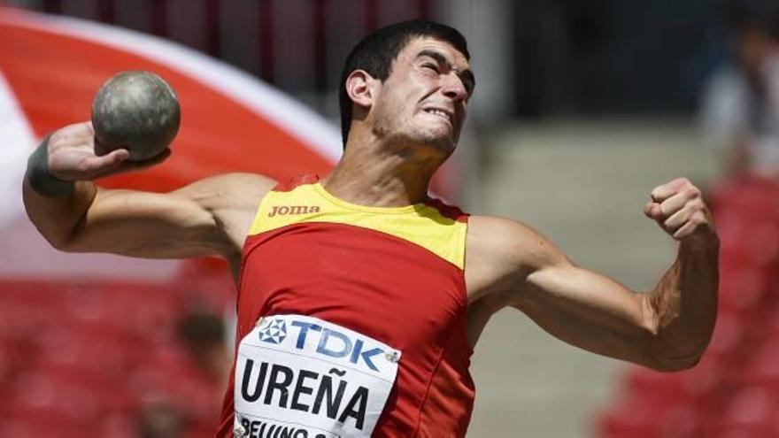 Jorge Ureña en la prueba de lanzamiento de peso en los Mundiales de Pekín en 2015.