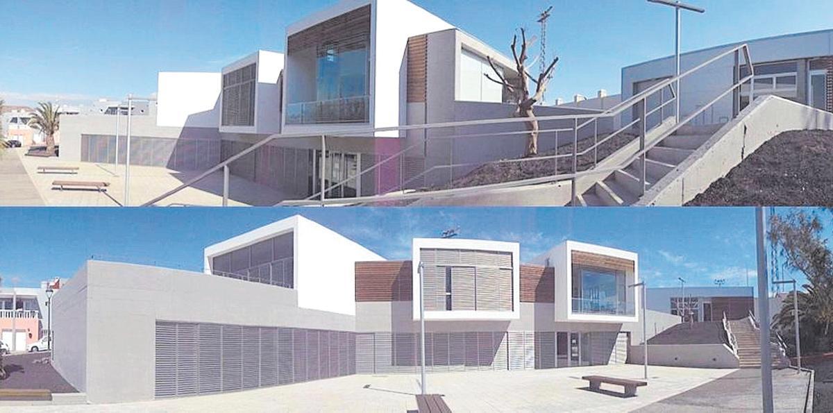 Montaje fotográfico del edificio de la Tenencia de la Alcaldía en La Lajita, donde se instalará la comisaría insular de la Policía Canaria.