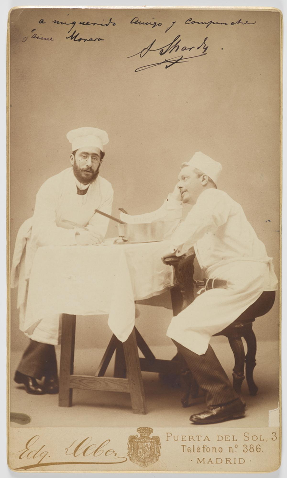 Los pintores Jaime Morera y Agustín Lhardy como cocineros Edgardo Debas (1845-1891).
