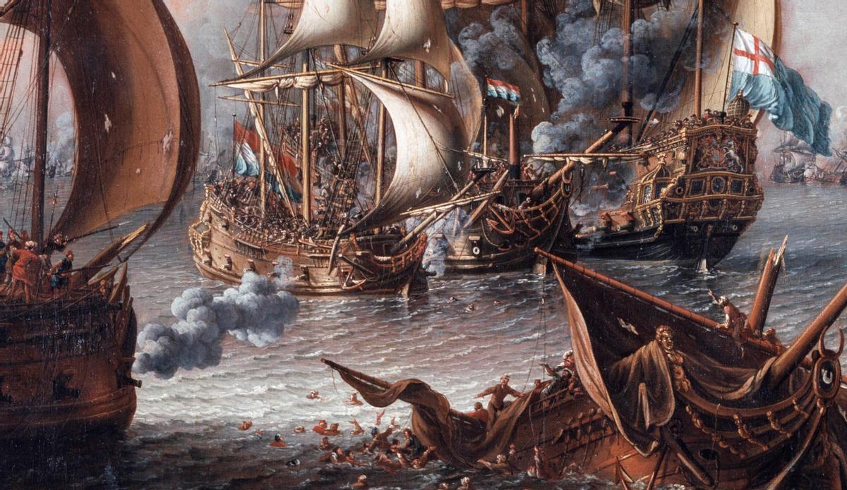 Combate naval contra corsarios berberiscos en el Mediterráneo, pintado por Laureys a Castro hacia 1680, en plena época de Alí el Canario.