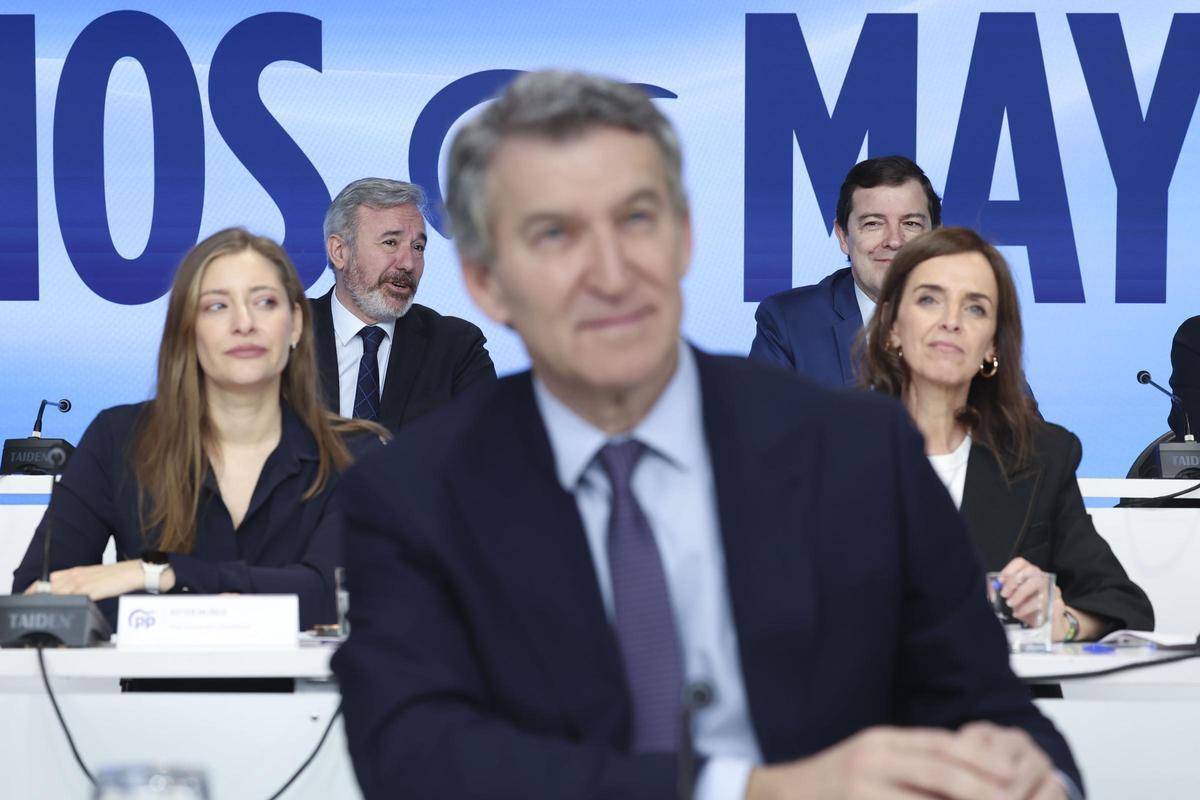 Feijóo este lunes durante la Junta Directiva Nacional de su partido.