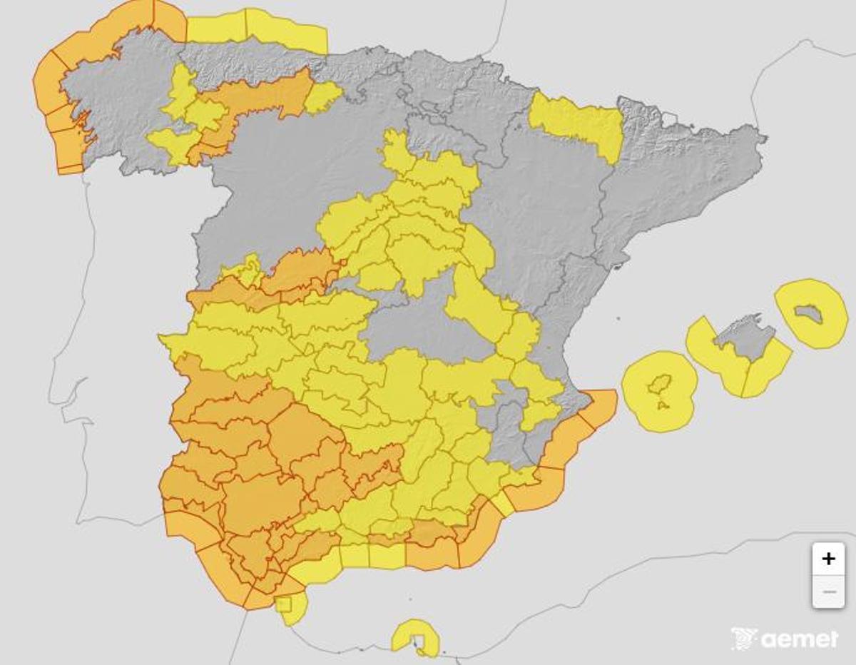 Avisos meteorológicos este sábado en España, con Extremadura en alerta naranja