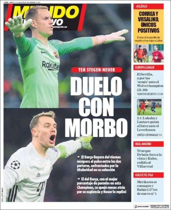 Portada MUNDO DEPORTIVO martes 11 agosto 2020