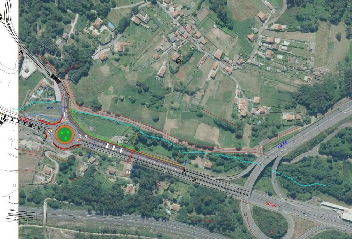 Proyecto de variante para acceder al norte de Milladoiro evitando la rotonda de entrada a la urbe