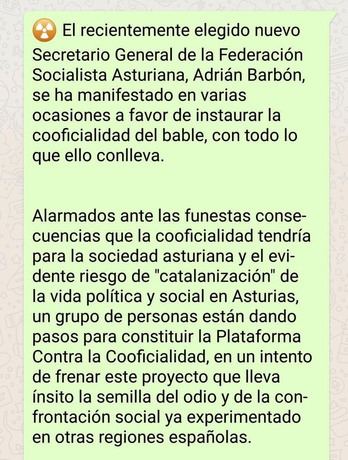 Impulsan una cadena de "Whatsapps" para frenar la cooficialidad del asturiano