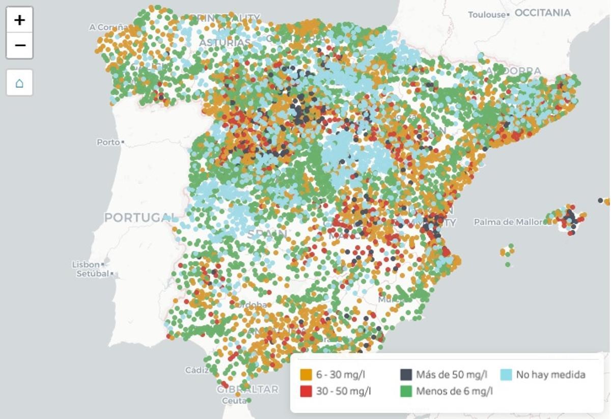 Los distintos colores muestran los diferentes grados de contaminación.