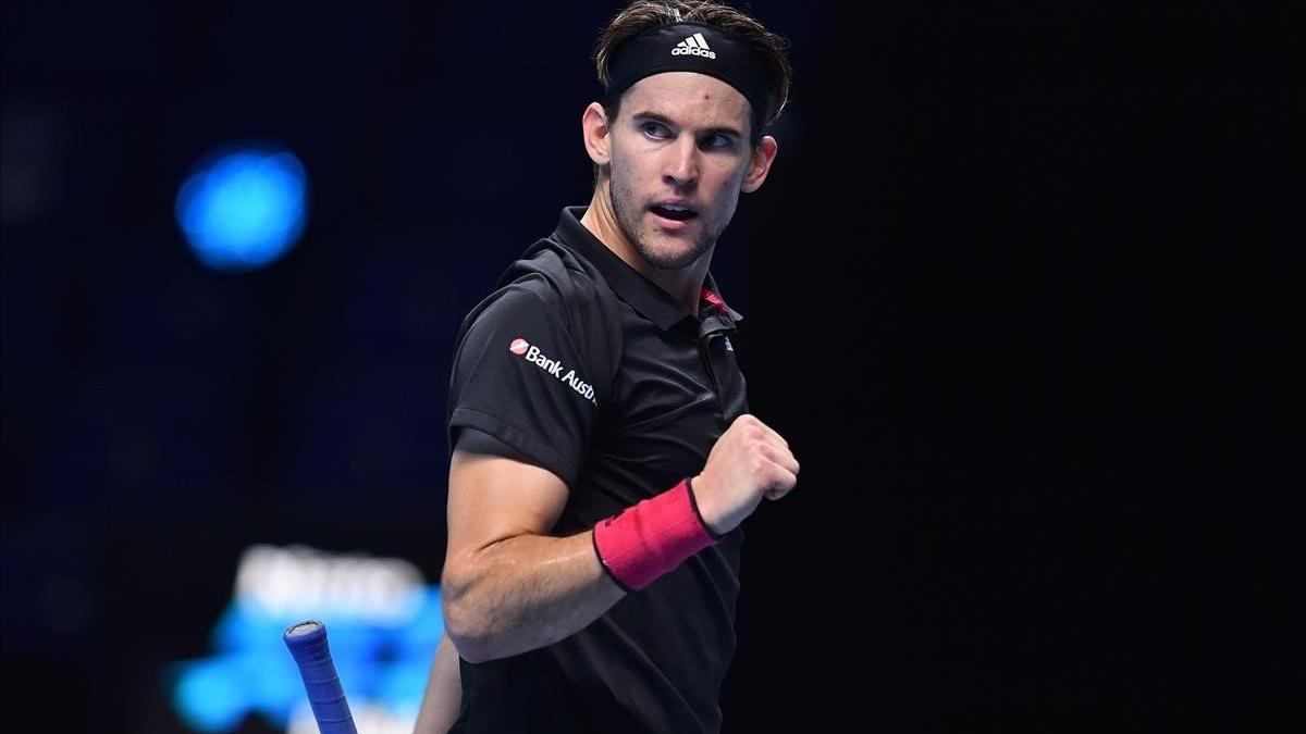 Thiem celebra un punto ante Djokovic