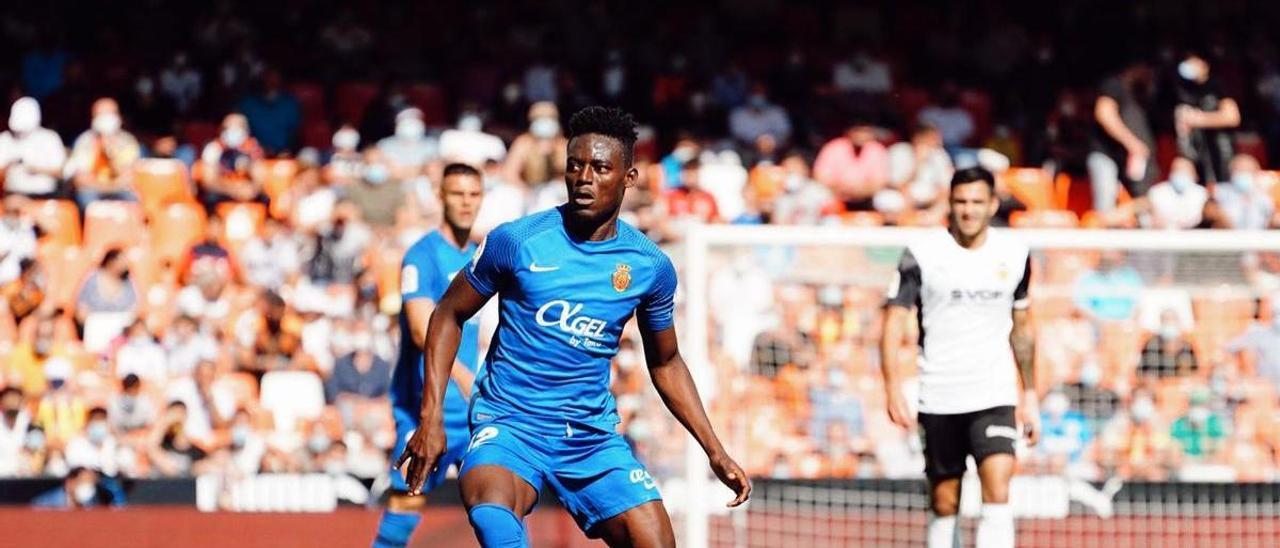 Iddrisu Baba, en el partido ante el Valencia en Mestalla.