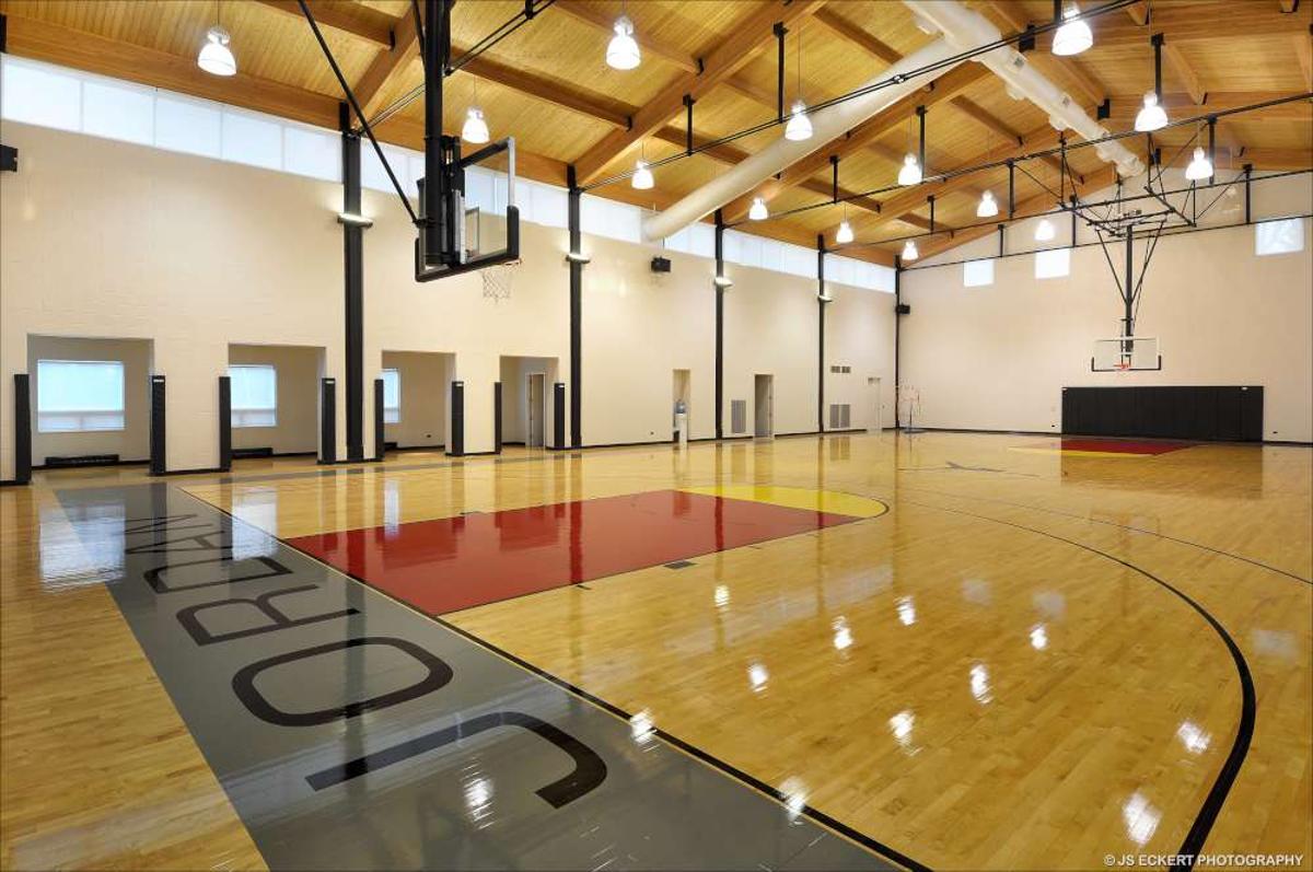 La pista de baloncesto en la casa de Michael Jordan.