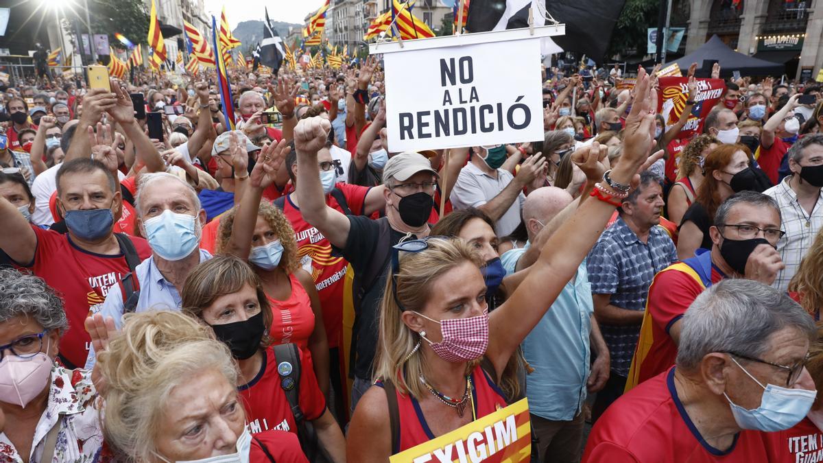 La manifestación de la Diada en Via Laietana.