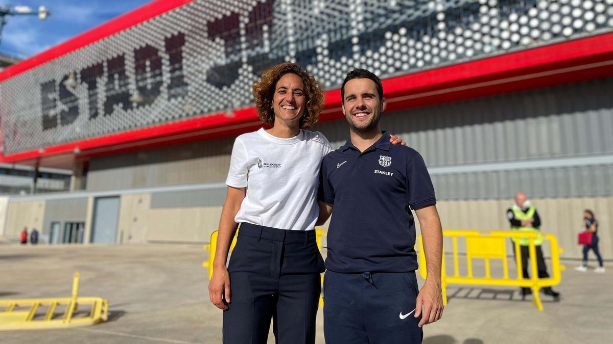 Natalia Arroyo (Real Sociedad) y Jonatan Giráldez (Barça) en la temporada 2021/22