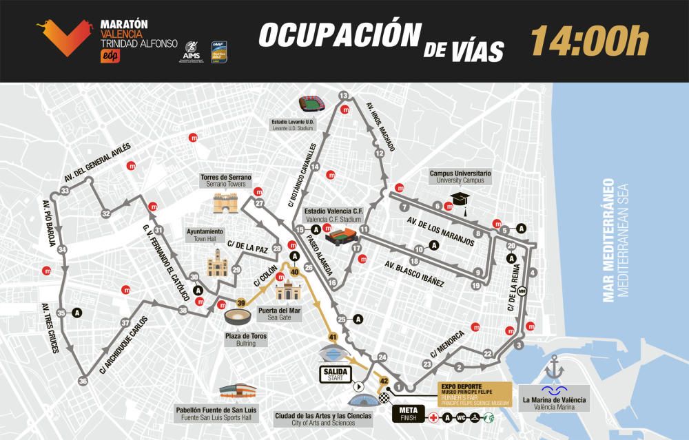 Maratón Valencia: horarios de paso para ver y animar