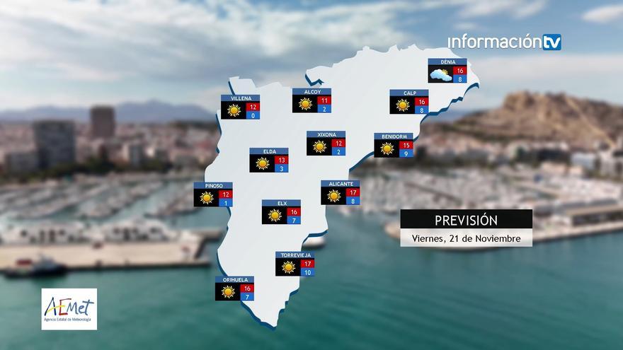 Previsión meteorológica para el viernes 21 de noviembre