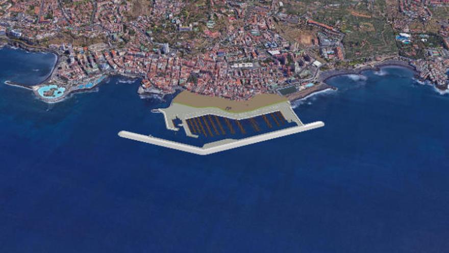 Infografía de enero de 2018 del proyecto del muelle deportivo, pesquero y turístico de Puerto de la Cruz.