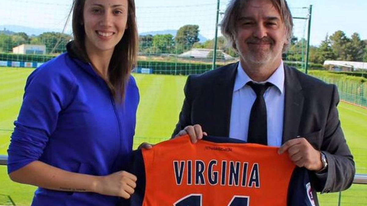 Virginia, con la camiseta del Montpellier